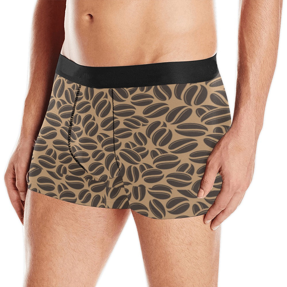 Coffee bean on brown background Men's All Over Print Boxer Briefs Men's Underwear