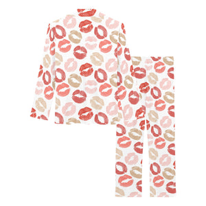 Lips Pattern Print Design 04 Women's Long Pajama Set