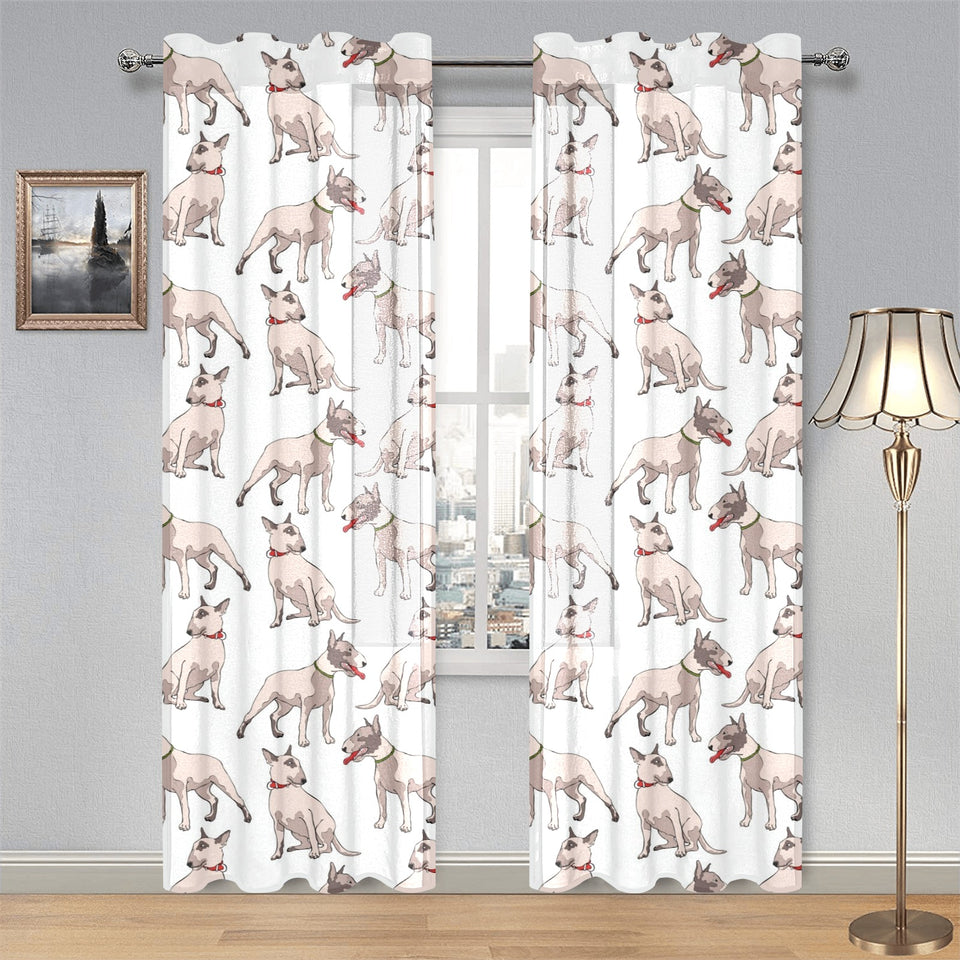 Bull Terrier Pattern Print Design 04 Gauze Curtain