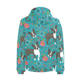 Boston terrier beautiful flower pattern Men's Padded Hooded Jacket