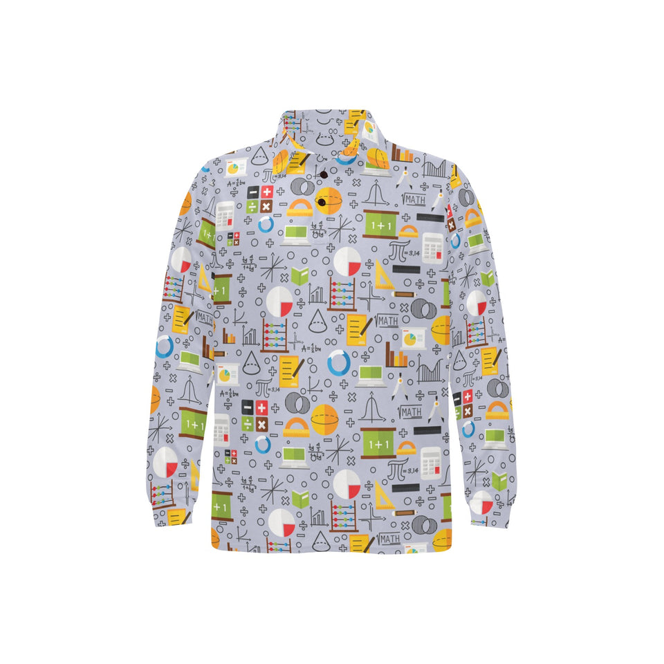 Math Pattern Print Design 04 Men's Long Sleeve Polo Shirt