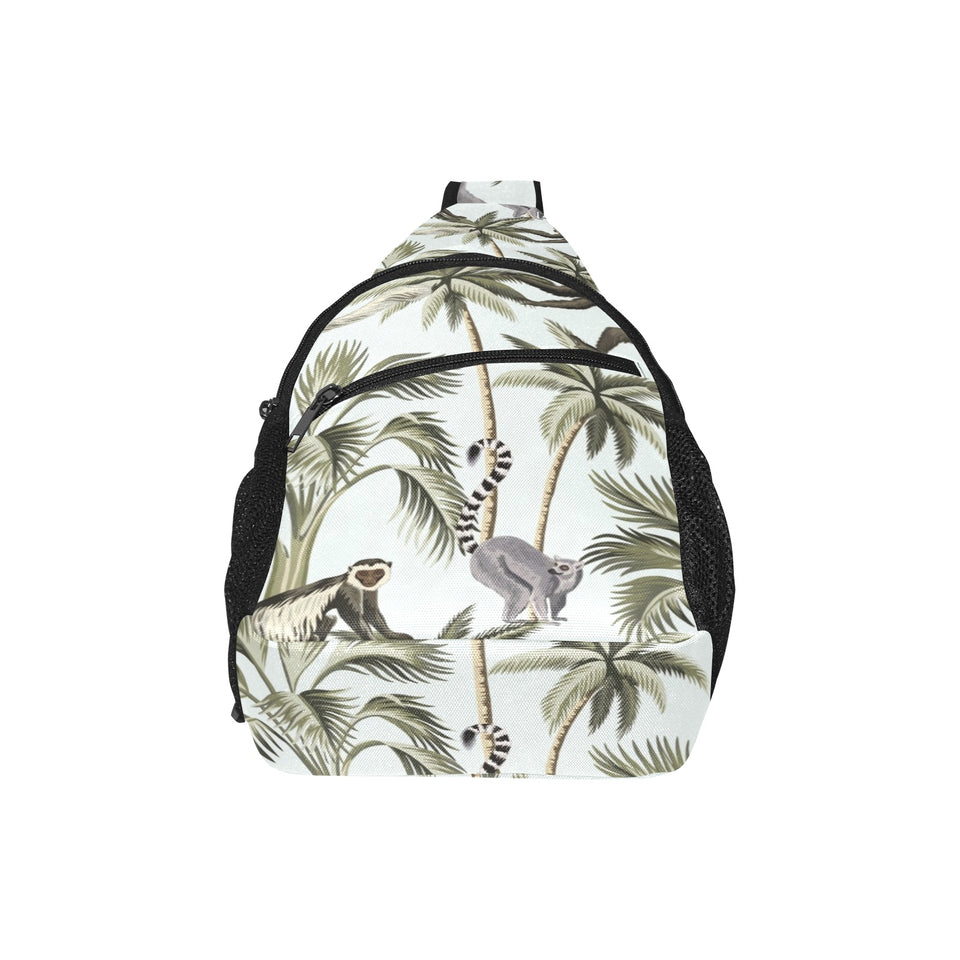 Monkey sloth lemur palm trees pattern All Over Print Chest Bag
