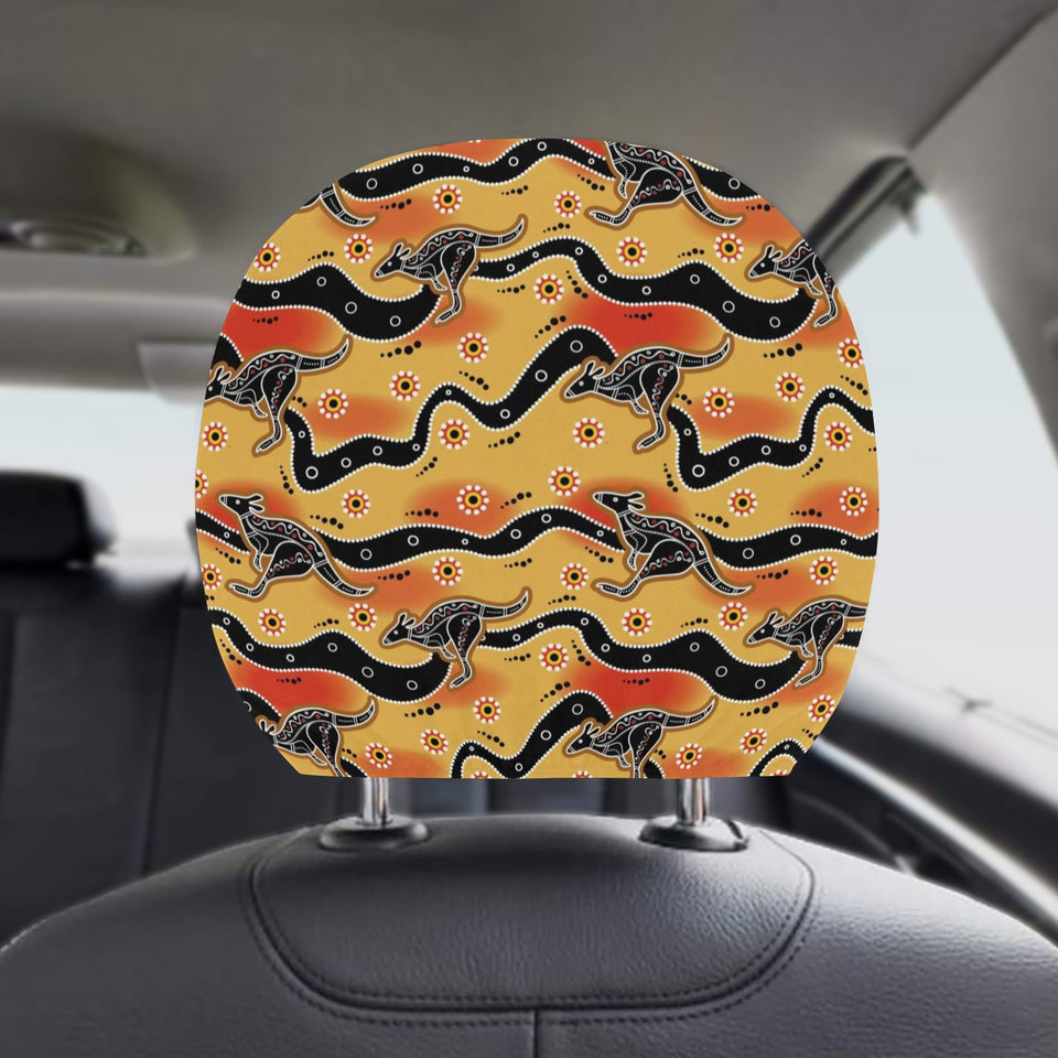 Kangaroo Australian aboriginal art pattern Car Headrest Cover