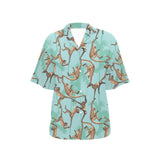 Monkey Palm tree background Women's All Over Print Hawaiian Shirt