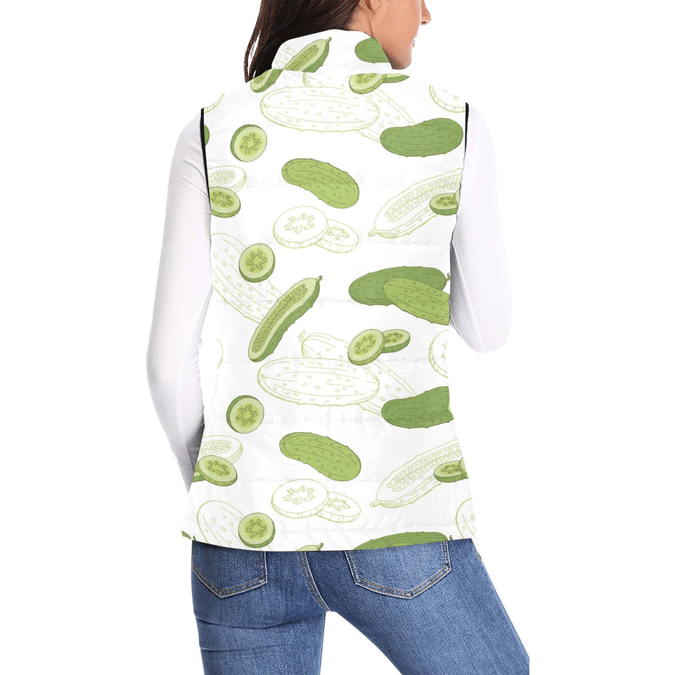 Cucumber sketch pattern Women's Padded Vest