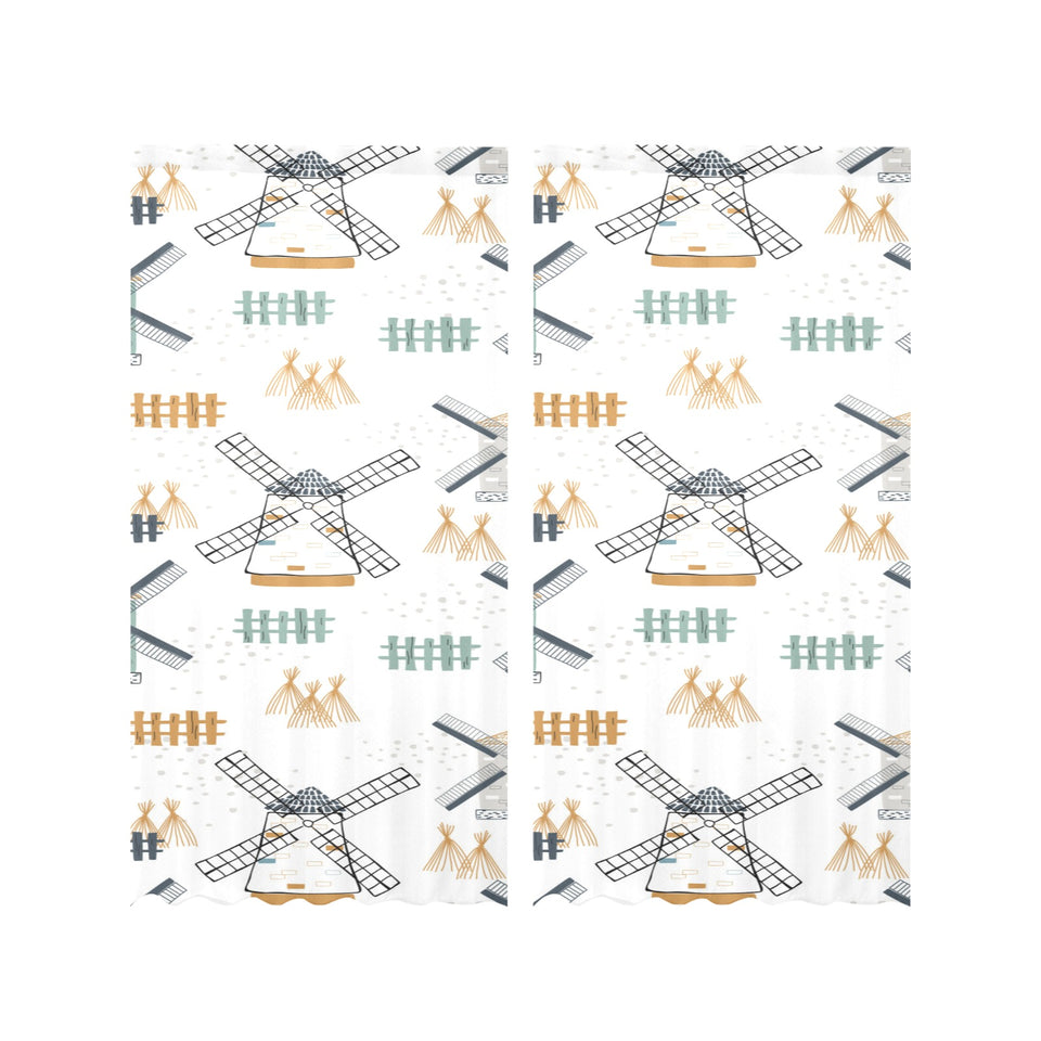 windmill pattern Gauze Curtain