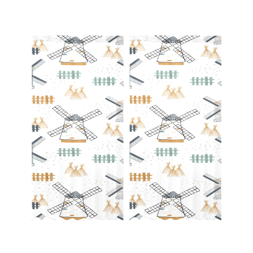 windmill pattern Gauze Curtain