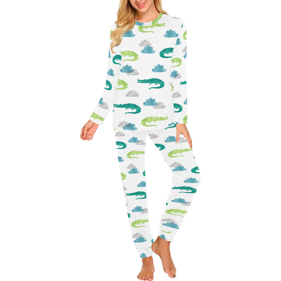 watercolor crocodile pattern Women's All Over Print Pajama Set