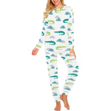 watercolor crocodile pattern Women's All Over Print Pajama Set