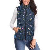 space pattern with planets, comets, constellations Women's Padded Vest