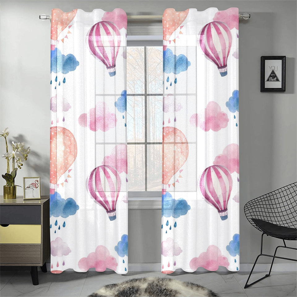 Watercolor air balloon cloud pattern Gauze Curtain