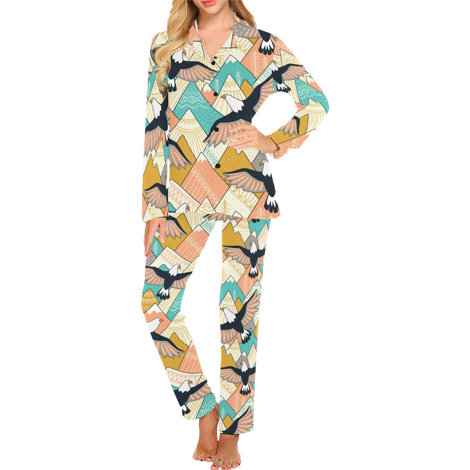 Eagle Pattern Print Design 02 Women's Long Pajama Set
