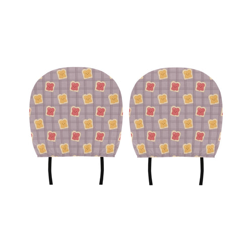 Bread Toast Pattern Print Design 05 Car Headrest Cover