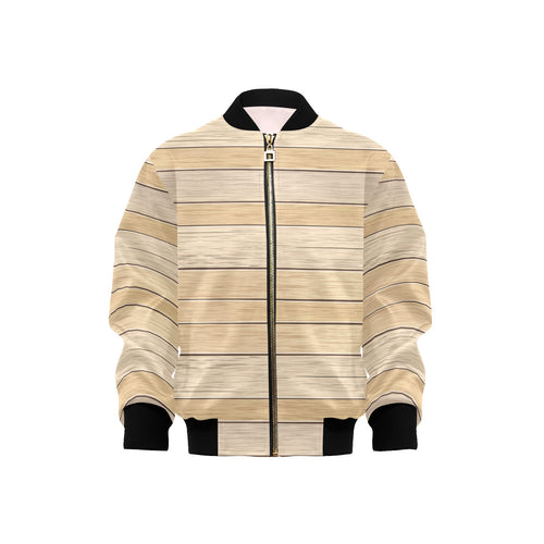 Wood Printed Pattern Print Design 01 Kids' Boys' Girls' Bomber Jacket