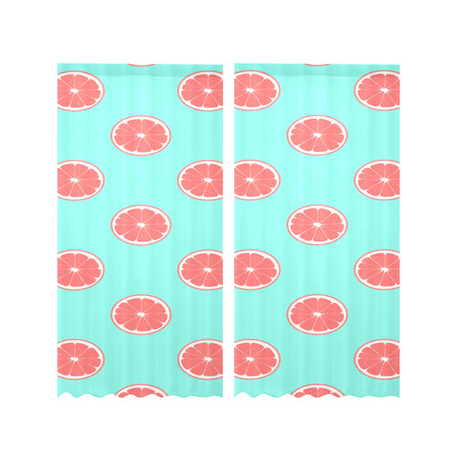 Grapefruit green background Gauze Curtain