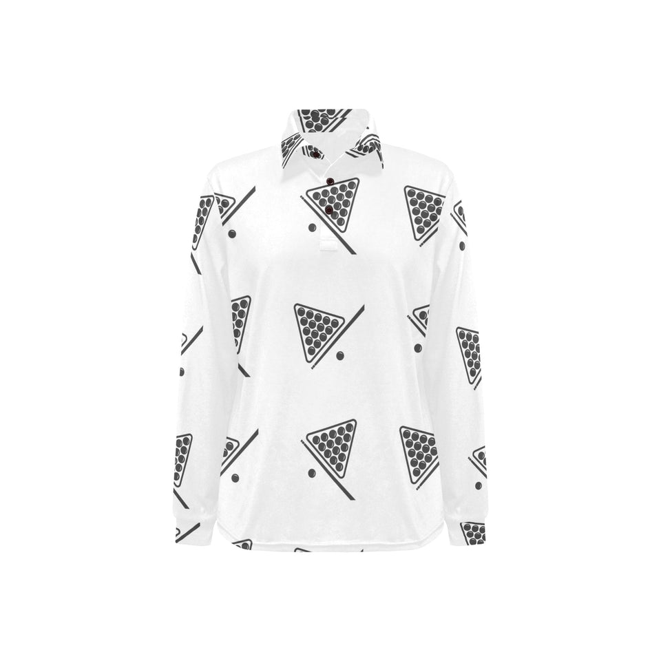 Billiard Ball Pattern Print Design 03 Women's Long Sleeve Polo Shirt