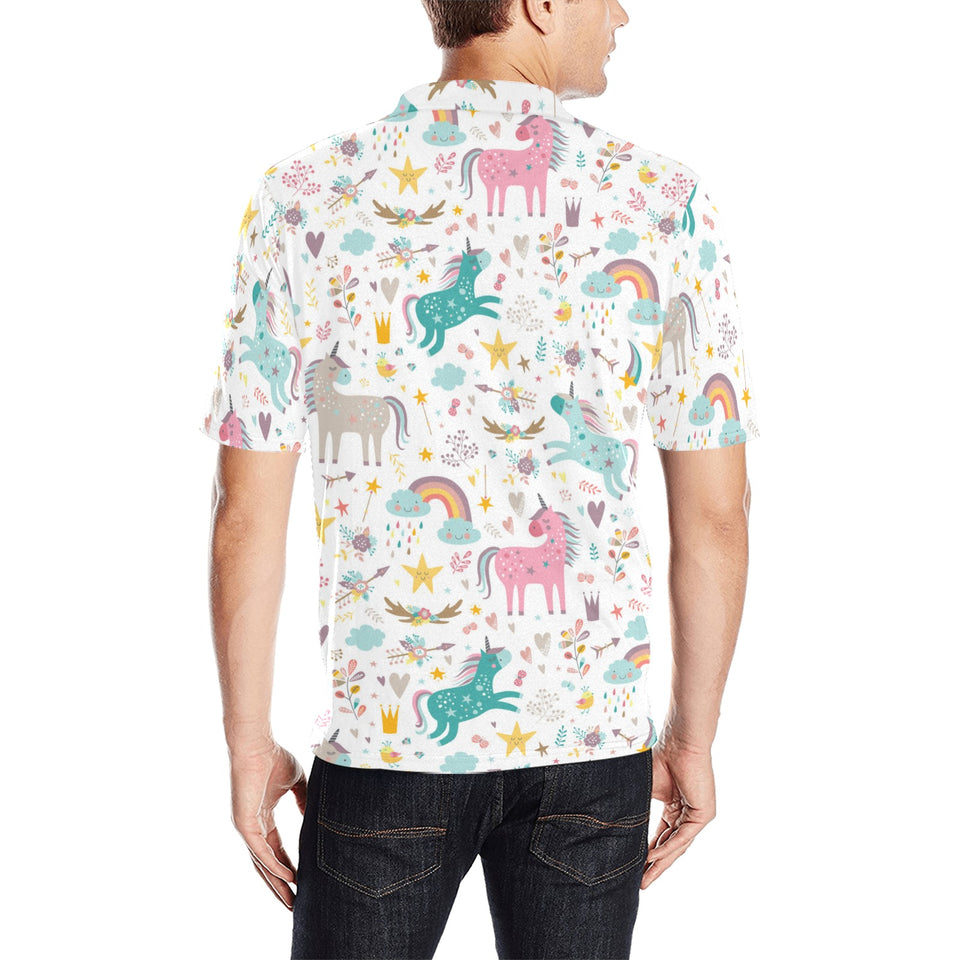 Colorful unicorn pattern Men's All Over Print Polo Shirt