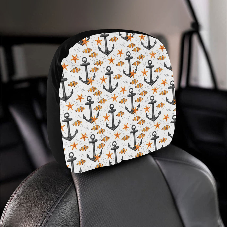 Clown Fish Pattern Print Design 02 Car Headrest Cover