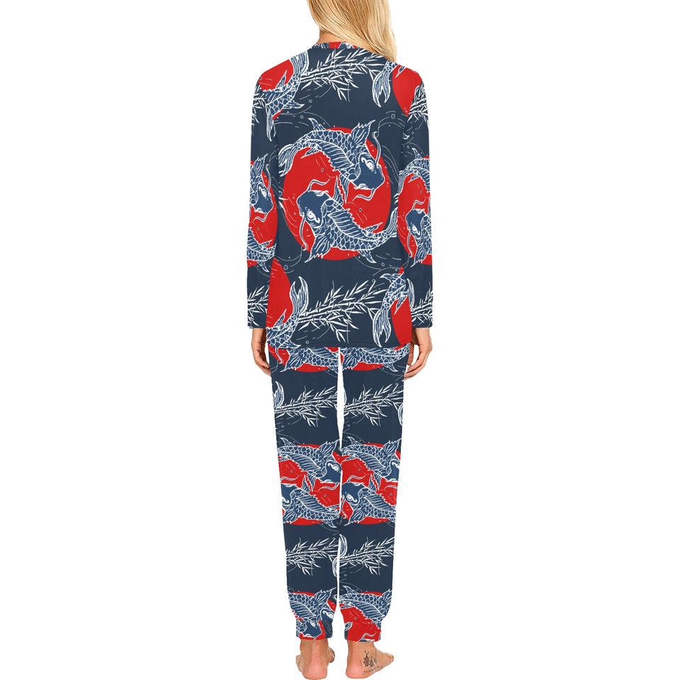 Koi Fish Carp Fishs hand drawn japanese art Women's All Over Print Pajama Set