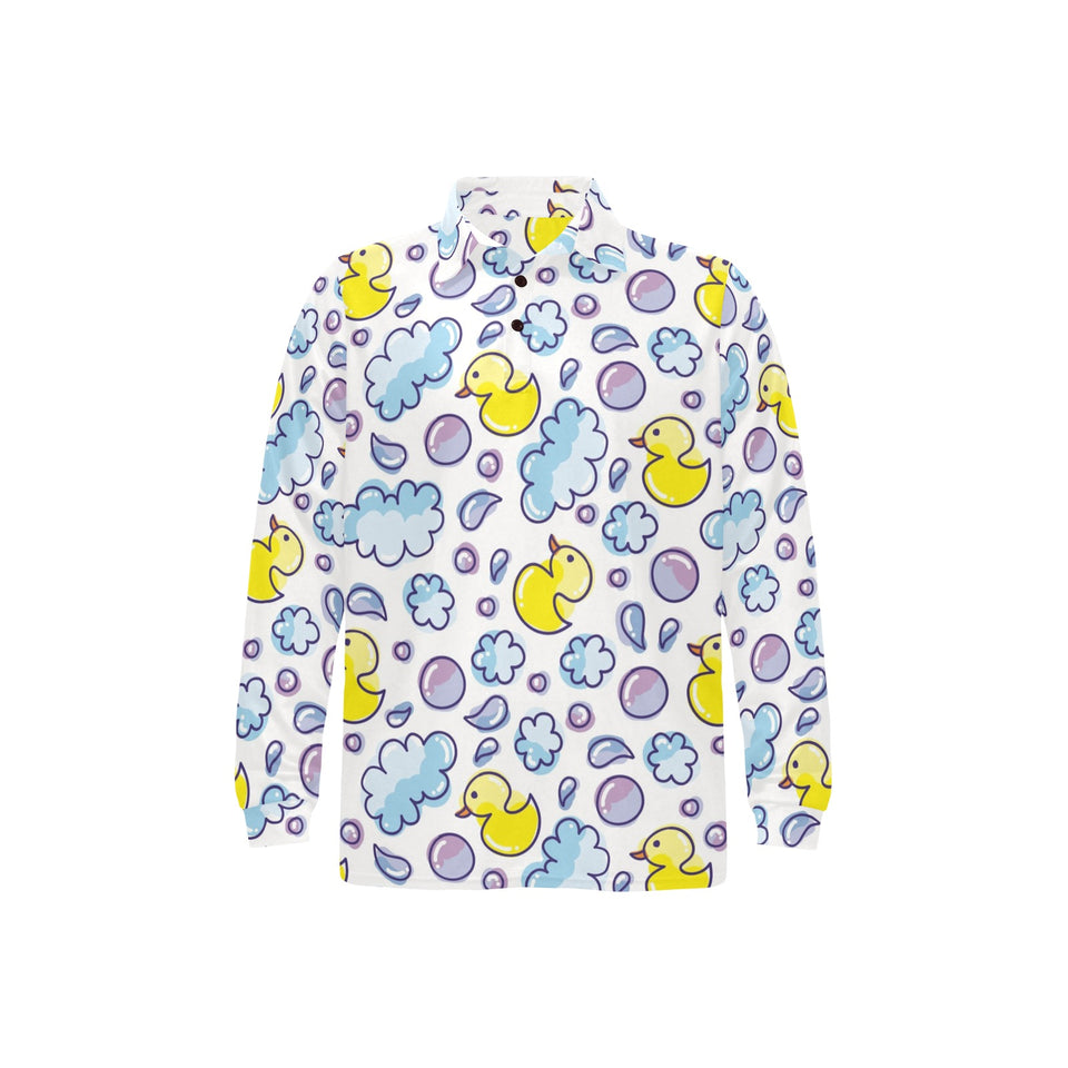 Duck Pattern Print Design 01 Men's Long Sleeve Polo Shirt