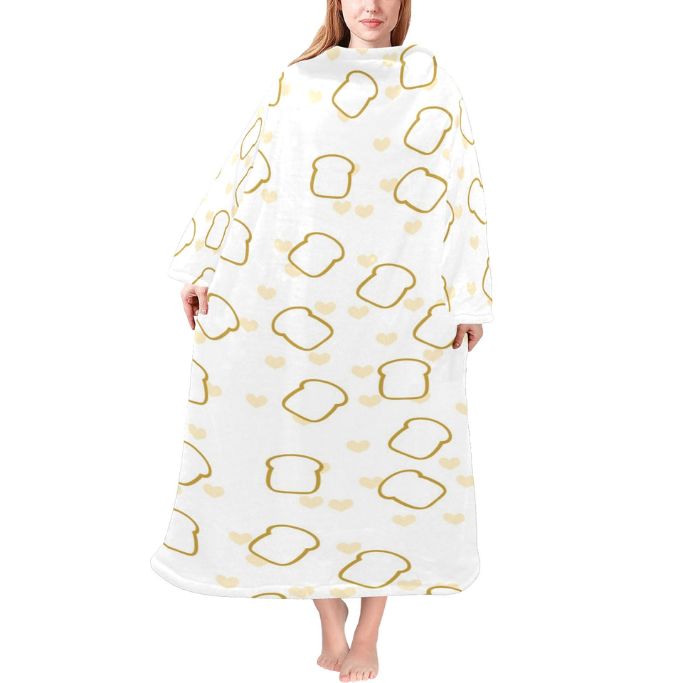 Bread Toast Pattern Print Design 01 Blanket Robe with Sleeves