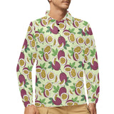 Paassion fruit pattern Men's Long Sleeve Polo Shirt