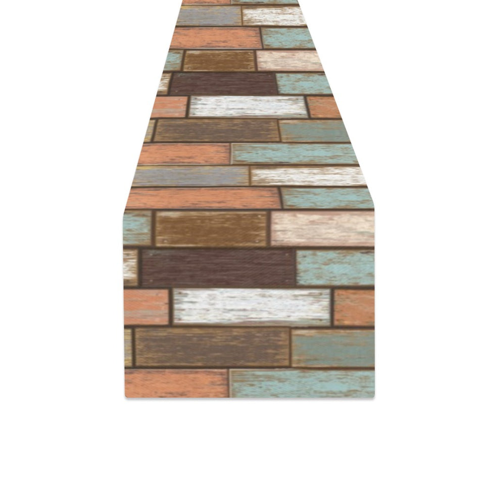 Wood Printed Pattern Print Design 02 Table Runner