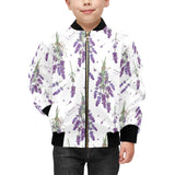 lavender flower design pattern Kids' Boys' Girls' Bomber Jacket
