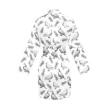 Pigeon Pattern Print Design 05 Women's Long Sleeve Belted Night Robe