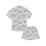 Cute raccoons leaves dot Kids' Boys' Girls' V-Neck Short Pajama Set