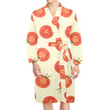 Tomato dot background Men's Long Sleeve Belted Night Robe