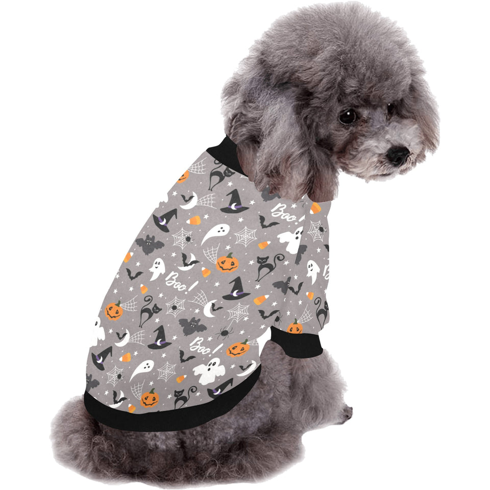 Halloween design pattern All Over Print Pet Dog Round Neck Fuzzy Shirt