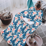 Hibiscus Pattern Print Design 02 Blanket Robe with Sleeves