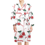 Hand drawn cherry pattern Men's Long Sleeve Belted Night Robe