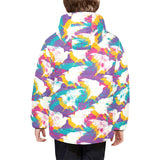Colorful crow illustration pattern Kids' Boys' Girls' Padded Hooded Jacket