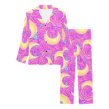 Moon pink rose background Women's Long Pajama Set