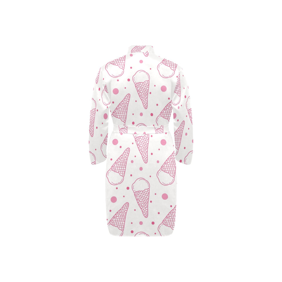 Hand drawn ice cream pattern Men's Long Sleeve Belted Night Robe