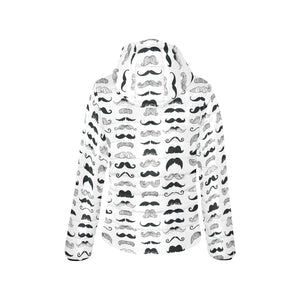 Mustache Beard Pattern Print Design 04 Women's Padded Hooded Jacket