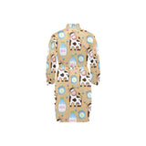 Cow bottle of milk pattern Men's Long Sleeve Belted Night Robe
