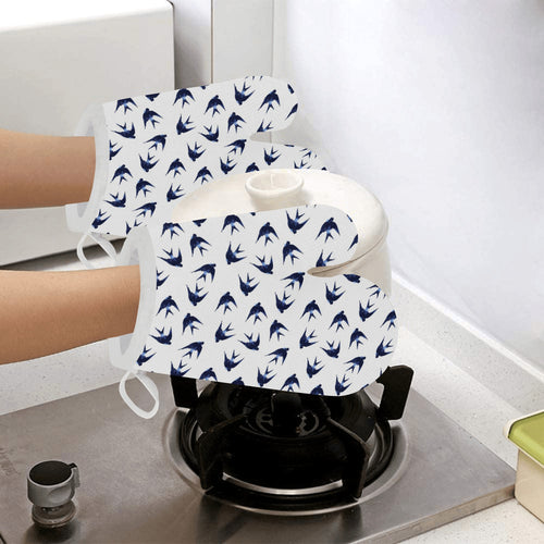 Swallow Pattern Print Design 03 Heat Resistant Oven Mitts