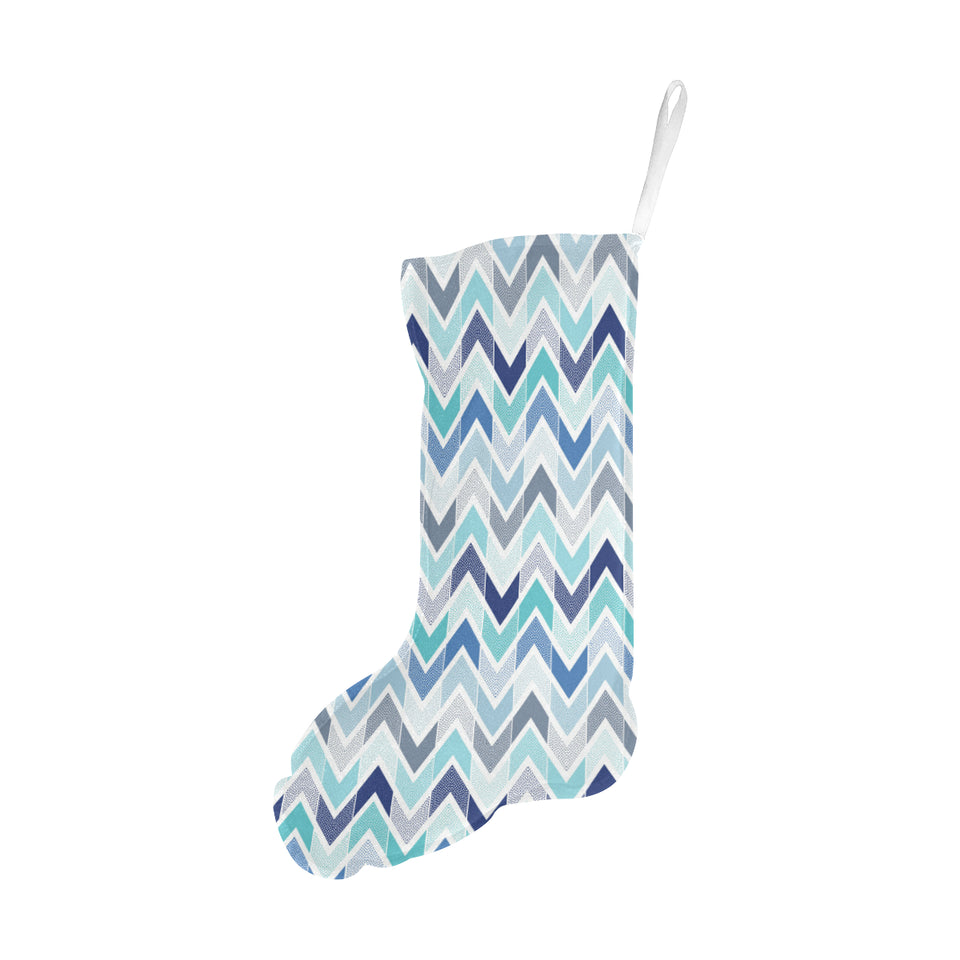zigzag chevron blue pattern Christmas Stocking