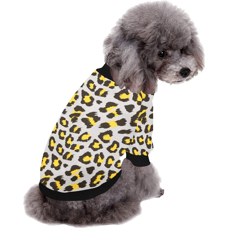 Gray Leopard print pattern All Over Print Pet Dog Round Neck Fuzzy Shirt