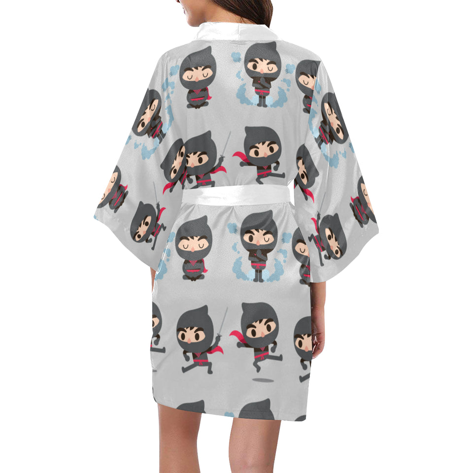 Cute ninja pattern Women's Short Kimono Robe