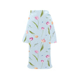 Watercolor Tulips pattern Blanket Robe with Sleeves