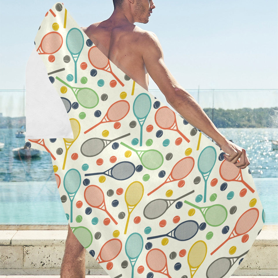 Tennis Pattern Print Design 03 Beach Towel