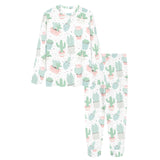 Pastel color cactus pattern Women's All Over Print Pajama Set