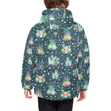 Cactus glass terrarium pattern Kids' Boys' Girls' Padded Hooded Jacket