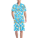 Rainbows Sky Clouds Pattern Men's V-Neck Short Pajama Set