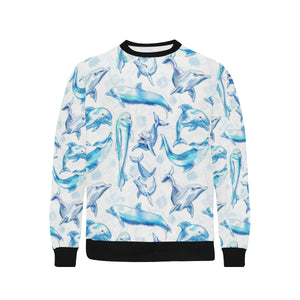 Watercolor dolphin pattern Men's Crew Neck Sweatshirt