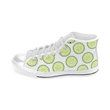 Cucumber slices pattern Men's High Top Canvas Shoes White